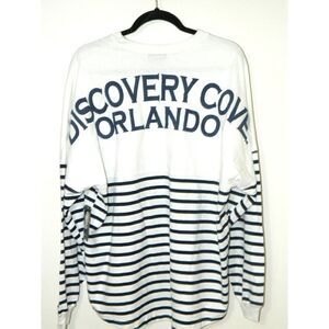 Discovery Cove Spirit Jersey  Size Large  World‎ Orlando White Blue Stripedn